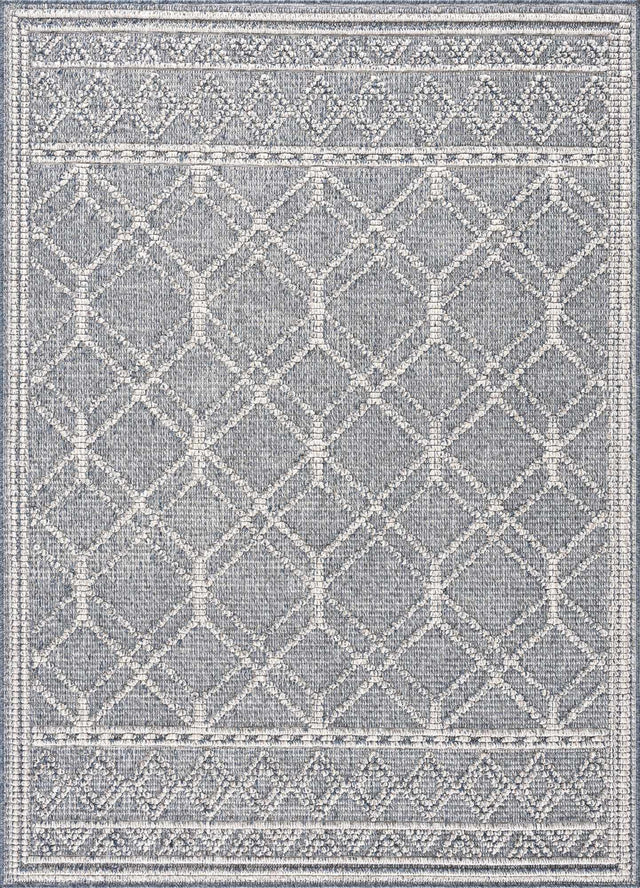 Diah Gray Blue & Bone Outdoor Area Rug - Clearance - Ornate Home