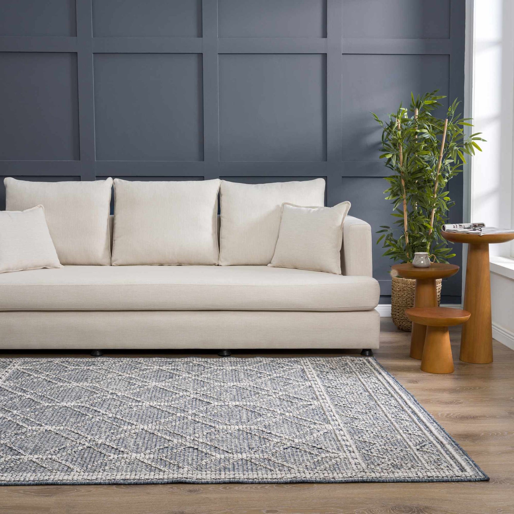 Diah Gray Blue & Bone Outdoor Area Rug - Clearance - Ornate Home