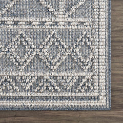 Diah Gray Blue & Bone Outdoor Area Rug - Clearance - Ornate Home