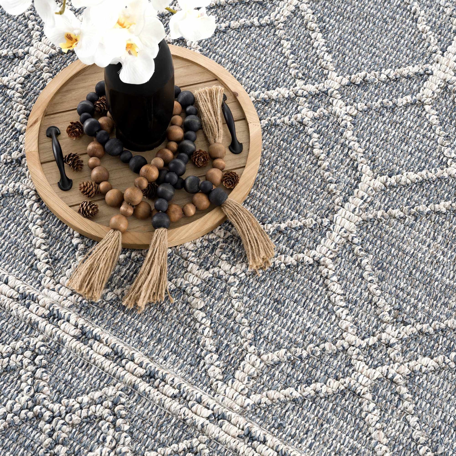 Diah Gray Blue & Bone Outdoor Area Rug - Clearance - Ornate Home