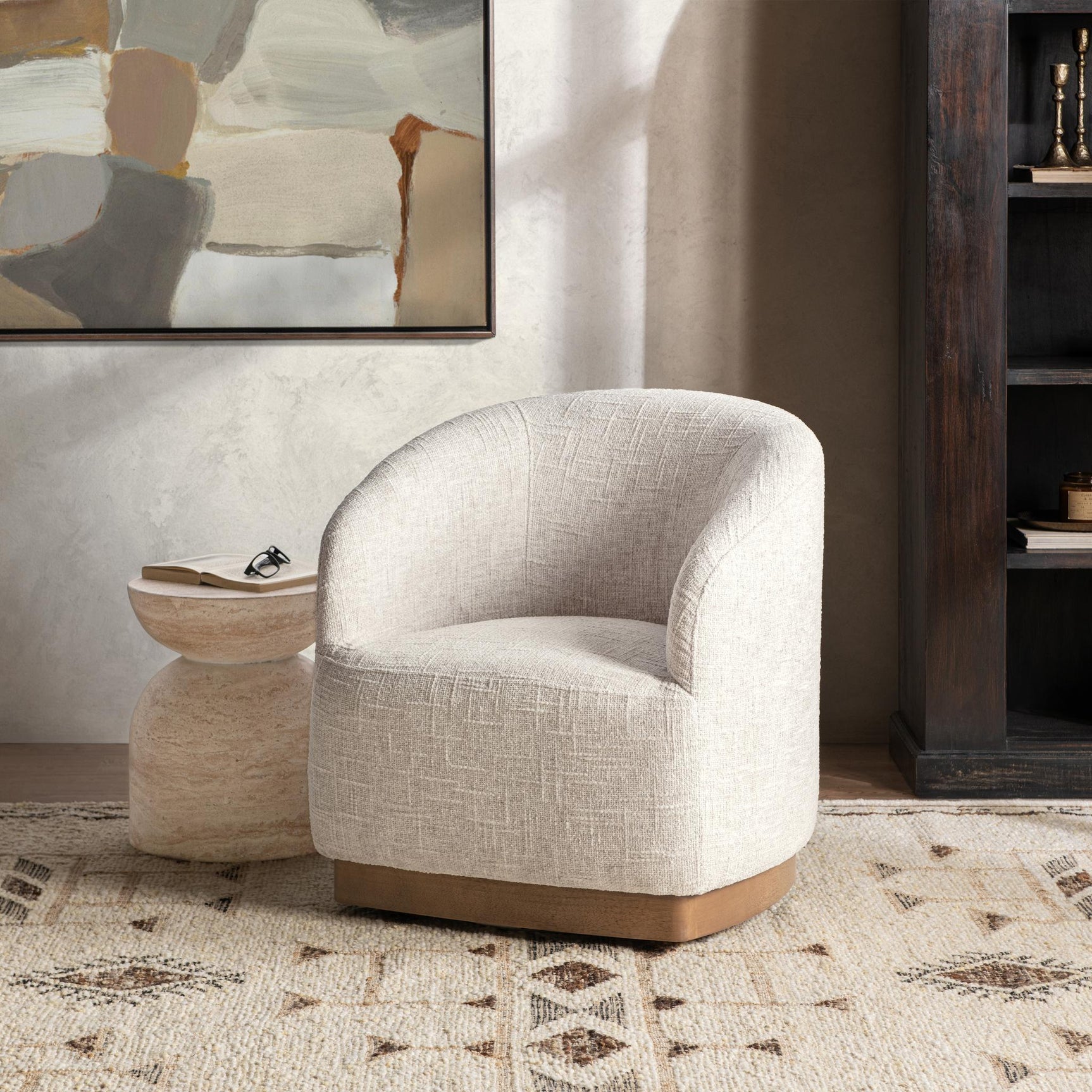 Diah Toasted Linen Swivel Accent Chair - Ornate Home