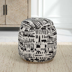 Dialogue Poof Black/White Ottoman - Ornate Home