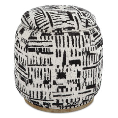 Dialogue Poof Black/White Ottoman - Ornate Home
