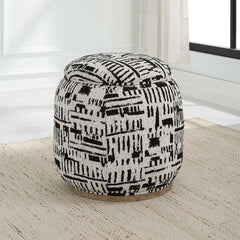 Dialogue Poof Black/White Ottoman - Ornate Home