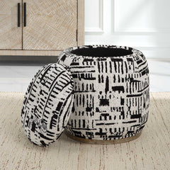 Dialogue Poof Black/White Ottoman - Ornate Home