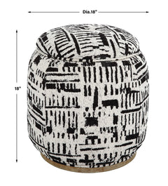 Dialogue Poof Black/White Ottoman - Ornate Home