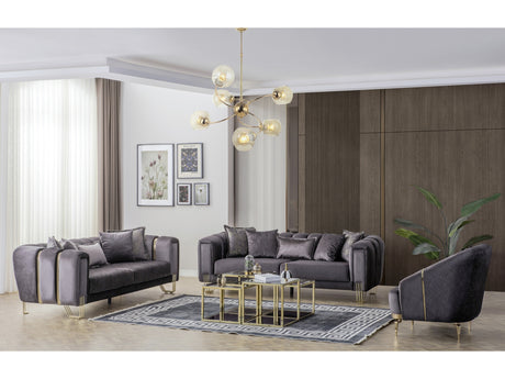 Diamond Anthracite 3-Piece Living Room Set - Ornate Home