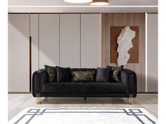 Diamond Black 3-Piece Living Room Set - Ornate Home