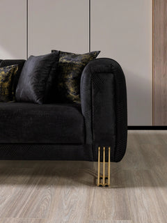 Diamond Black 3-Piece Living Room Set - Ornate Home