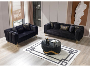 Diamond Black 2-Piece Living Room Set - Ornate Home