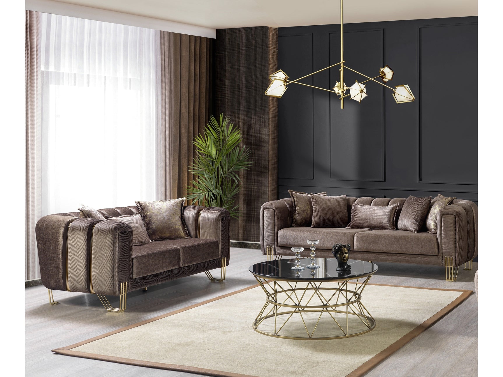 Diamond Brown 2-Piece Living Room Set - Ornate Home