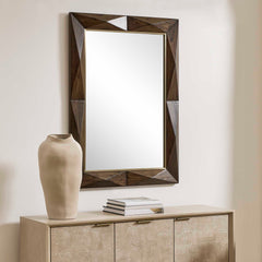 Diamond In The Rough Gold/Woodtone Wood Mirror - Ornate Home