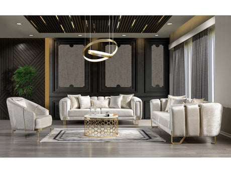 Diamond Ivory 3-Piece Living Room Set - Ornate Home