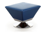 Diamond Swivel Ottoman in Blue and Polished Chrome - Ornate Home