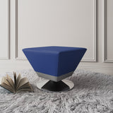 Diamond Swivel Ottoman in Blue and Polished Chrome - Ornate Home