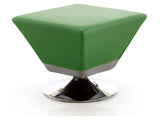 Diamond Swivel Ottoman in Green and Polished Chrome - Ornate Home