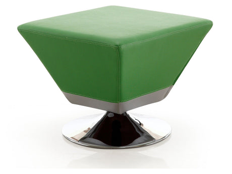 Diamond Swivel Ottoman in Green and Polished Chrome - Ornate Home