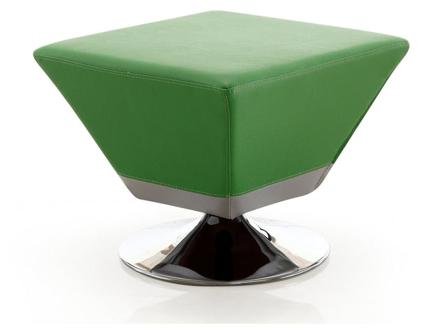 Diamond Swivel Ottoman in Green and Polished Chrome - Ornate Home
