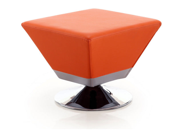 Diamond Swivel Ottoman in Orange and Polished Chrome - Ornate Home
