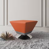 Diamond Swivel Ottoman in Orange and Polished Chrome - Ornate Home