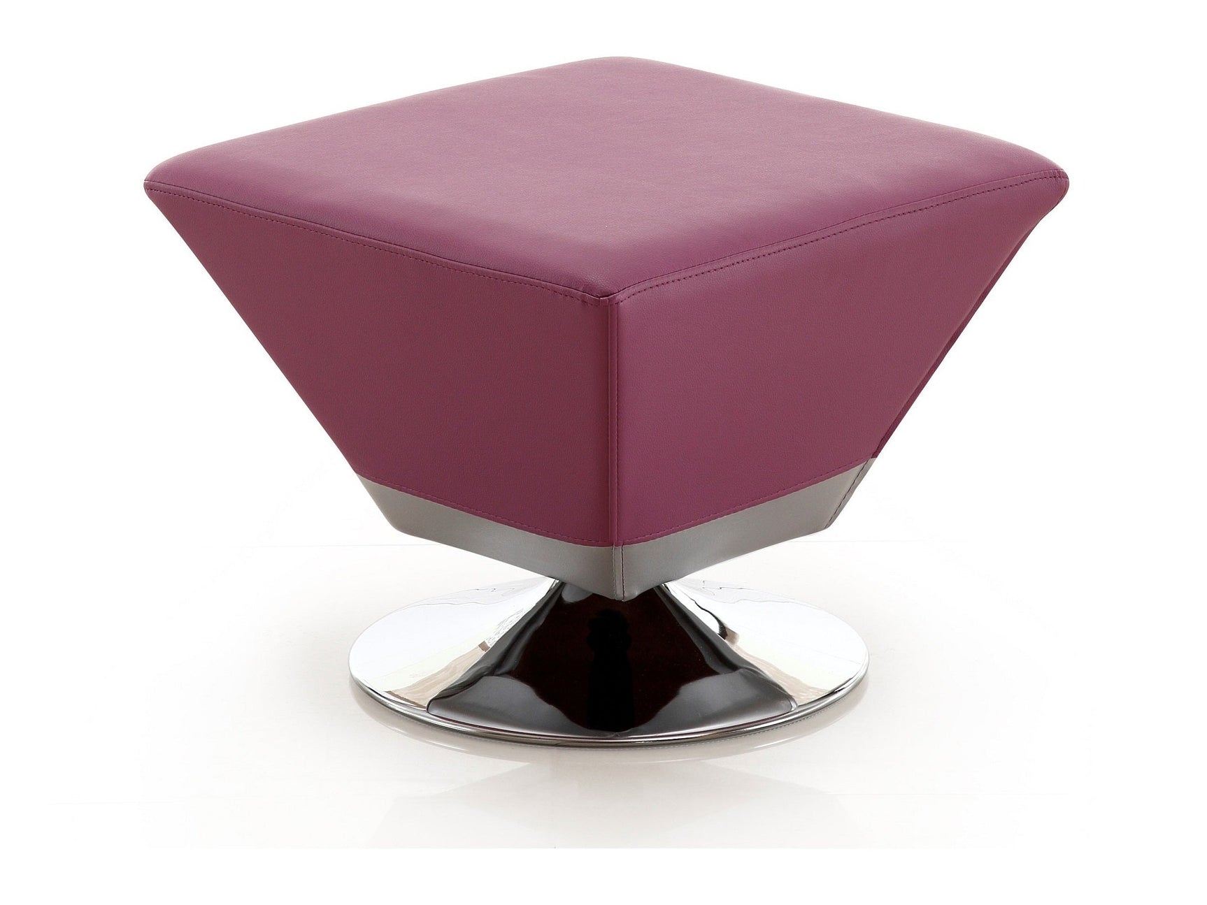 Diamond Swivel Ottoman in Purple and Polished Chrome - Ornate Home