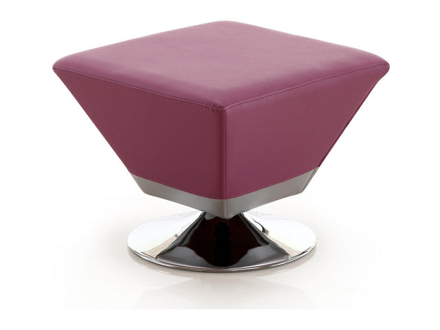 Diamond Swivel Ottoman in Purple and Polished Chrome - Ornate Home