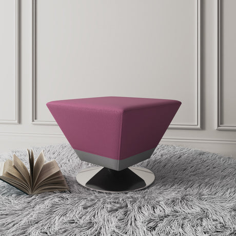 Diamond Swivel Ottoman in Purple and Polished Chrome - Ornate Home