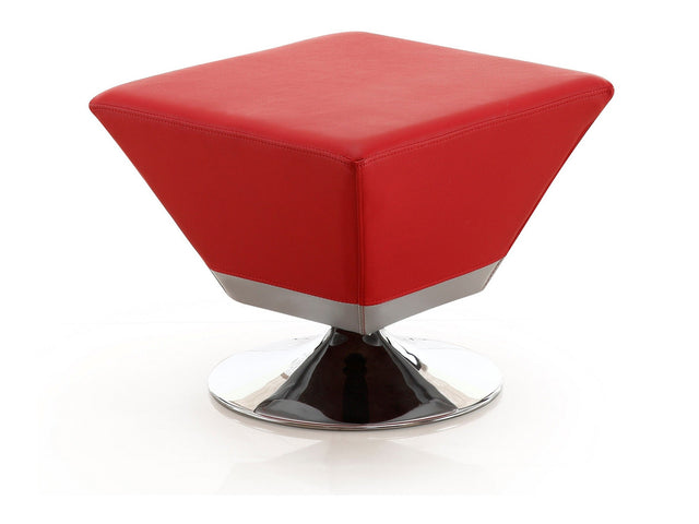Diamond Swivel Ottoman in Red and Polished Chrome - Ornate Home