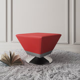 Diamond Swivel Ottoman in Red and Polished Chrome - Ornate Home