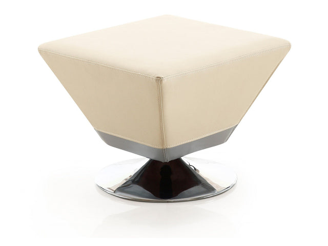 Diamond Swivel Ottoman in Tan and Polished Chrome - Ornate Home
