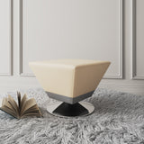 Diamond Swivel Ottoman in Tan and Polished Chrome - Ornate Home