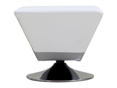 Diamond Swivel Ottoman in White and Polished Chrome - Ornate Home