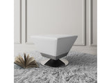 Diamond Swivel Ottoman in White and Polished Chrome - Ornate Home