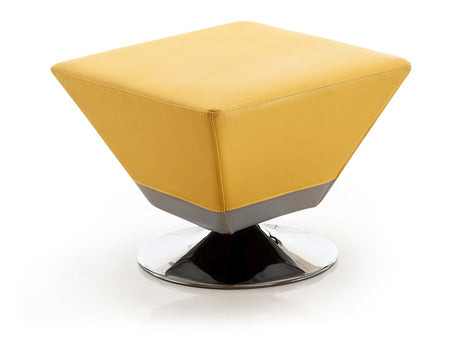 Diamond Swivel Ottoman in Yellow and Polished Chrome - Ornate Home