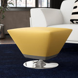 Diamond Swivel Ottoman in Yellow and Polished Chrome - Ornate Home