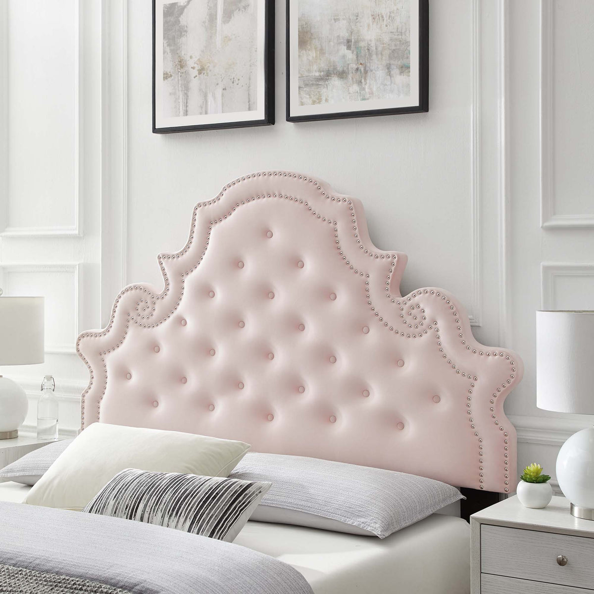 Diana Pink Tufted Performance Velvet Full/Queen Headboard - Ornate Home