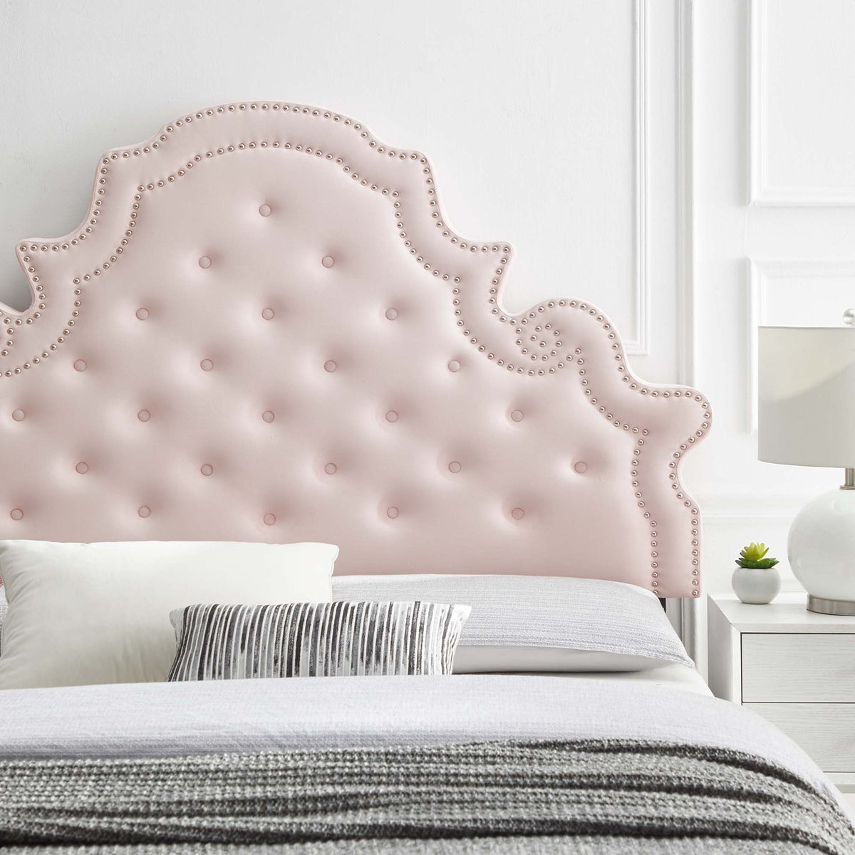 Diana Pink Tufted Performance Velvet Full/Queen Headboard - Ornate Home
