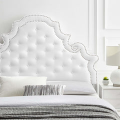 Diana White Tufted Performance Velvet Full/Queen Headboard - Ornate Home