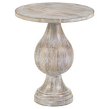 Dianella White Washed Round Pedestal Base Accent Side Table - Ornate Home