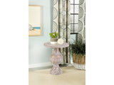 Dianella White Washed Round Pedestal Base Accent Side Table - Ornate Home