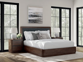 Dilenno Dark Brown California King Upholstered Panel Bed (Online Special Price) - Ornate Home