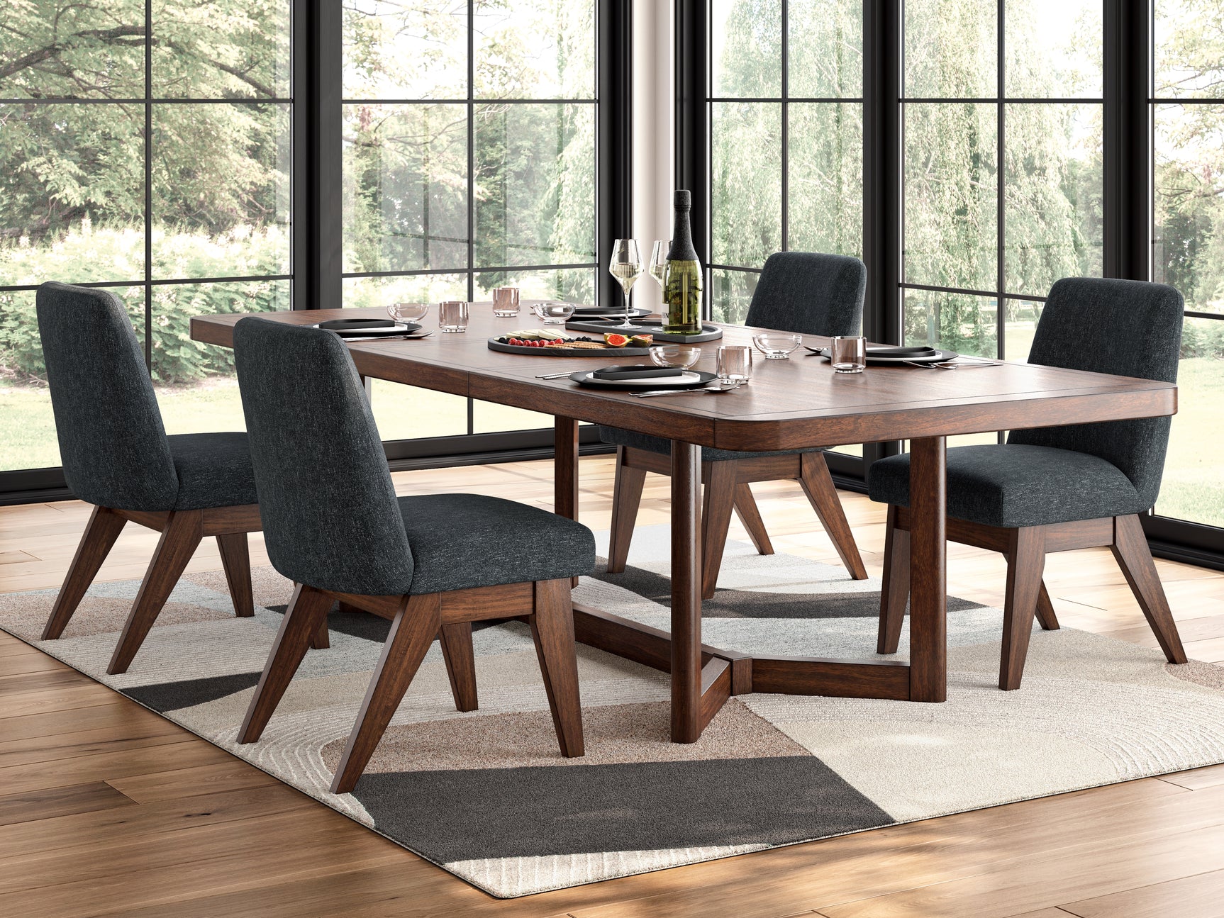Dilenno Dark Brown Extension Dining Table and 4 Chairs (Online Special Price) - Ornate Home