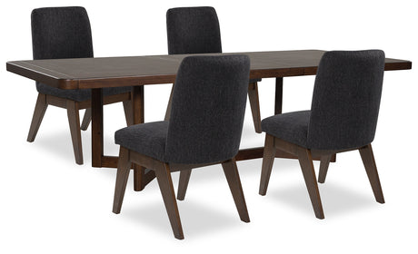 Dilenno Dark Brown Extension Dining Table and 4 Chairs - Ornate Home