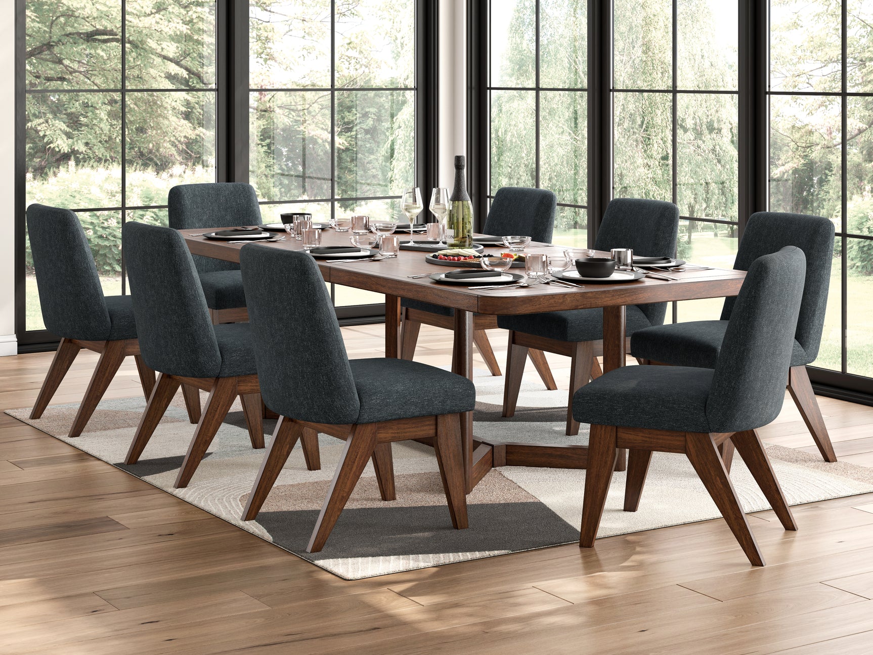 Dilenno Dark Brown Extension Dining Table and 8 Chairs (Online Special Price) - Ornate Home