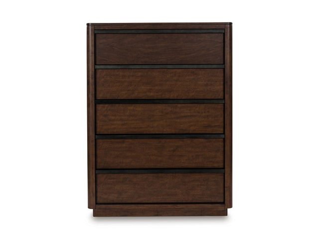 Dilenno Dark Brown Five Drawer Chest (Online Special Price) - Ornate Home