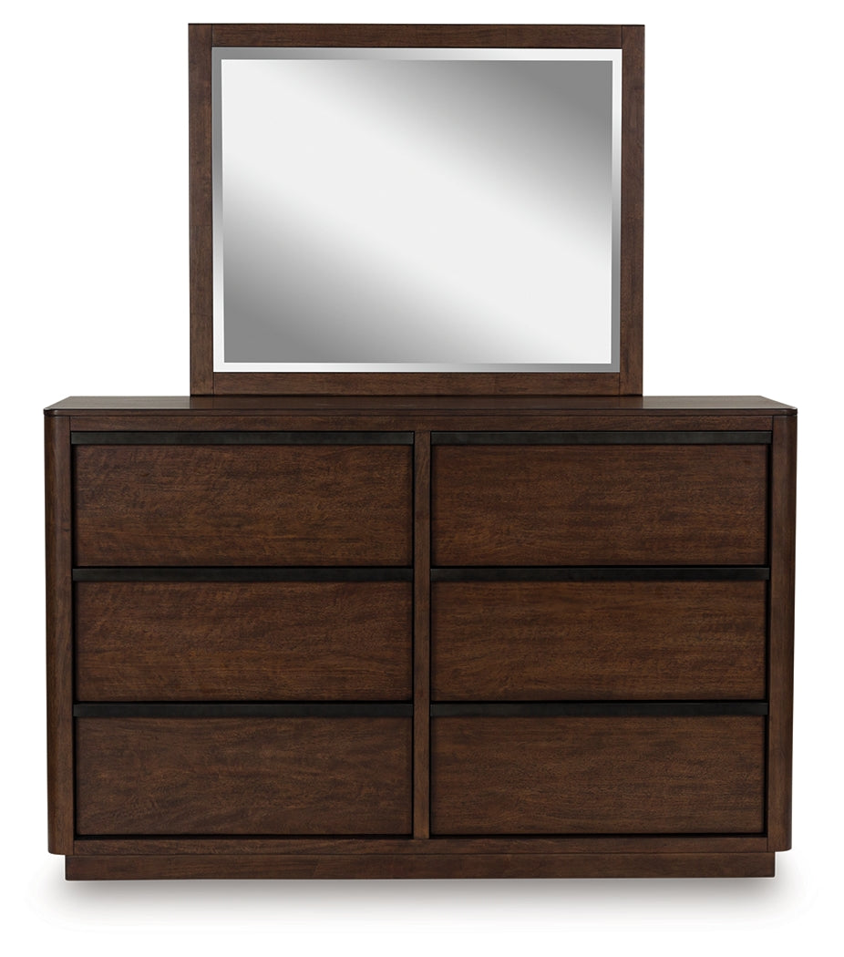 Dilenno Dark Brown Queen Canopy Bed, Dresser and Mirror (Online Special Price) - Ornate Home