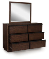 Dilenno Dark Brown Queen Canopy Bed, Dresser and Mirror (Online Special Price) - Ornate Home