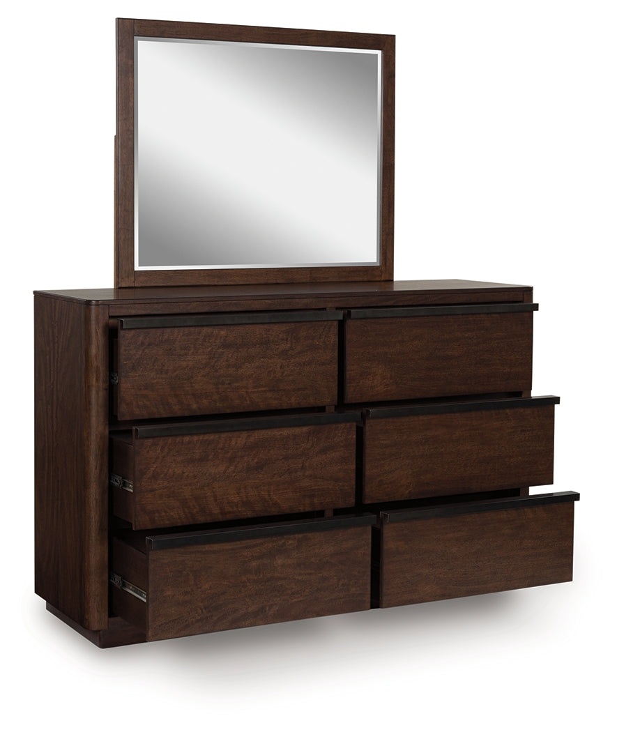 Dilenno Dark Brown Queen Canopy Bed, Dresser and Mirror (Online Special Price) - Ornate Home
