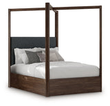 Dilenno Dark Brown Queen Canopy Bed, Dresser and Mirror (Online Special Price) - Ornate Home