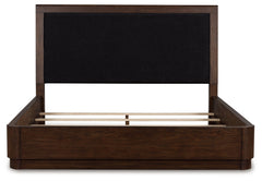 Dilenno Dark Brown Queen Upholstered Panel Bed - Ornate Home